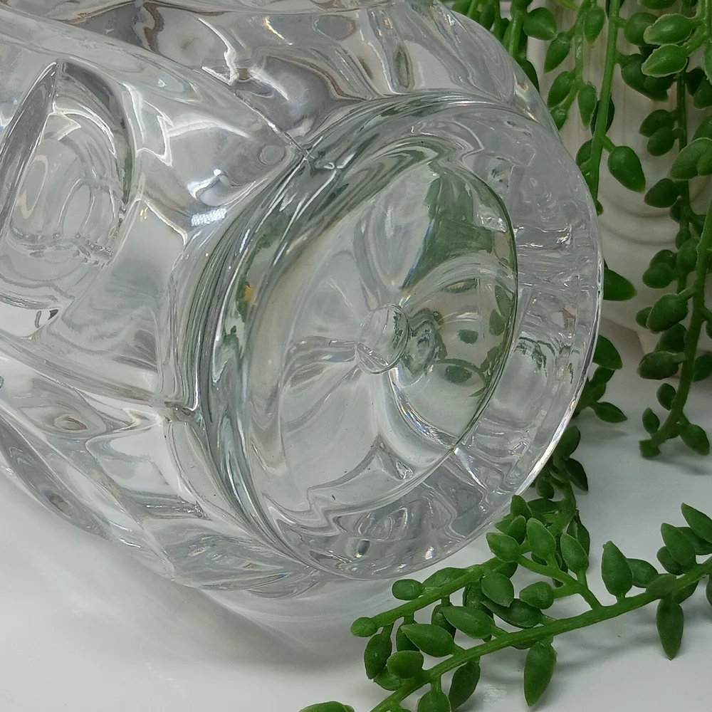 Heavy Clear Glass Textured Cylinder Vase -